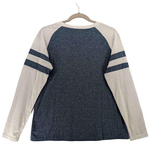 Dresswel Long Sleeve TShirt Small Blue White Raglan Colorblock Crew Neck Summer - Picture 2 of 8
